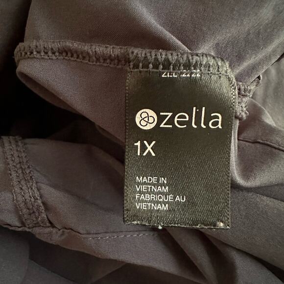 Zella 1X Nylon Stretch Athletic Top T-Shirt Charcoal Gray Athleisure Loungewear - Picture 4 of 6